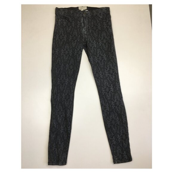 CURRENT ELLIOTT 5 Pocket Logo Hardware Black Antique Lace The Ankle Skinny Jeans - Picture 5 of 12